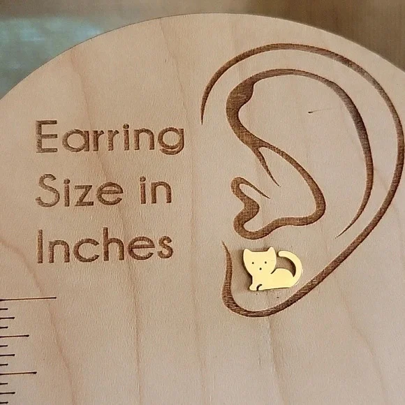 Cat Stud Earrings, choice of color - Picture 3 of 5